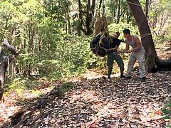 It's a gay hunt going on and this dude just felt into the trap. The guys are now enjoying the pray and fuck his mouth. After that they've tied him naked on the tree and sucked his dick. Curious what other wild gay things will happen in the woods? Then stick around and enjoy it!