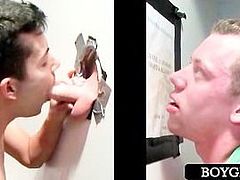 Teen gay sucking straight dick on gloryhole