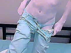 He looks pretty tastey when he strips down to nothing but a pair of scanty blue briefs