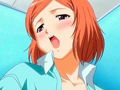 Anime schoolgirl sucks and fucks big cock in bathroom