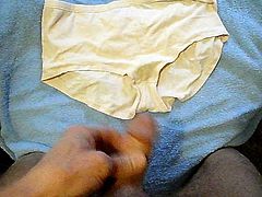Cumming on wife's cunt stained panty's