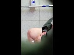 bear caught jerking off in the men's room