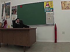 teen punished in class room by mature cock