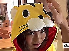 Japanese prurient kitchen confessional starring a bashful woman in tiger cosplay who admits she truly is a pervert at heart and enjoys nothing more than providing fellatio which she does with unchained gusto to POV you with English subtitles