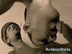 Delicious and beefy Arabs fucking wildly in threesome. These cocks are beautiful and there is no way you can resist them too. Join as these two hung hot Arabian studs are in prime position.
