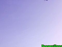 Amazing aerial shot from a flying camera as it films these horny couple who are naked and caught fucking in the balcony. Watch the action in an awesome aerial style shots.
