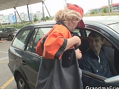 Gasoline grandma is popular especially to those teens who digs aged grannies and they asked and paid for her special service in the gasoline station leading to a sweet outdoor threesome fuck in the open field.