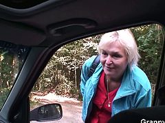 Granny Bet brings you a hell of a free porn video where you can see how this wild horny blonde granny gets banged roadside while assuming naughty positions.