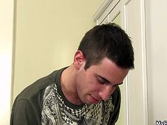 She knows that her boyfriend is gay and this is the last time they'll see each other and as for the parting gift she left this well hung stud who is sleeping for him to pleasure.