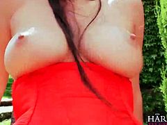 Asian slut with big boobies seducing her rich man and inviting him to fuck on his garden beside the pool. Watch this two how they switch to anal fuck making his slut moan hard.