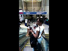 Candid Bubble butt ebony at FLL airport 2