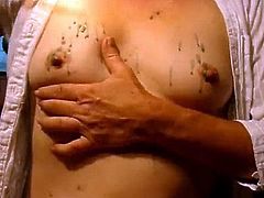 BDSM mature small tits nipples wax torture
