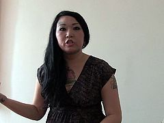 These sexy bitches lover showing off their ink for the camera. The tattoos look really good on their nubile and sexy bodies. The Asian slut lifts up her top and reveals what she has underneath. She is such a dirty and bad girl!