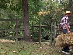 Instead of doing their chores, these gay twinks are out in the barn getting naughty with each other. They roll around in the hay and one of the farmboys gets his throbbing erection sucked by the other.