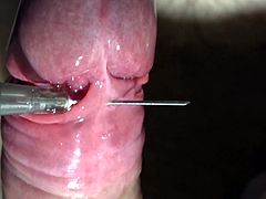 Amazing ultra close-up needle  my penis