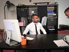 gay lovers get naughty in the office