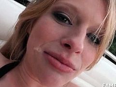 Excited blondie fucking shaft gets mouth cum filled in POV