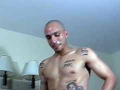 These Mexican men are both tattooed and bald. The one who fucks the other's butt hole and cums on his face just got out of jail and he also has a girlfriend.