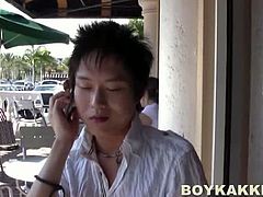 Oriental twink named J Park tries calling Nathaniel if he can drop by to his house to fix something he is not good at. Actually what he is saying is fucking him in his ass.