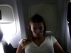 Amateur masturbating on a plane