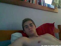 Horny amateur twink gives a naughty webcam show while jerking off for his boyfriend