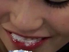 nozomi kasiwagi washes her dirty mouth with cum toothpaste