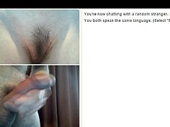 Chat girl with cute hairy pussy and my dickflash (cum)