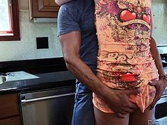 sydney sucks cock in the kitchen @ horny grannies love to fuck #08