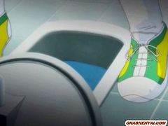 Cute anime coed gets fingering pussy
