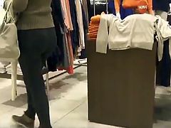 Sexy ass in spandex at the mall
