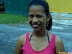 The friendly Filipina met on the street, was kind enough to honor the horny guy's invitation to his place. Click to watch her undressing and smiling warmly to the camera. Her hair is black and shiny, and she has polished nails, and wears nice earrings. Click to watch the slim bitch with small tits sucking dick.