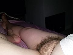 wife is very tired & leaves her hairy pussy exposed