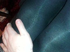 Rubbing wife's Tight covered legs again!