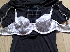 cumshot on wife's lingerie and dress