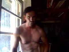 Str8 country men stroke by the window