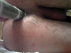 Cucumber anal play - first time