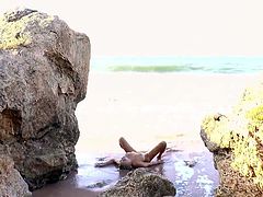 This divine bitch loves feeling the sand under her feet and splashing water on her naked body... Click to see beautiful Ella undressing with sensual movements. The blonde goddess has got fantastic boobs and an appetizing juicy cunt. See for yourself and enjoy the picture!