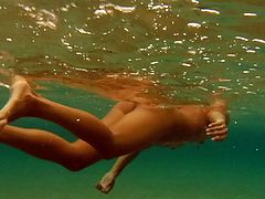 naked underwater swim