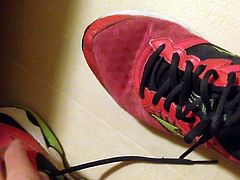 Cumming on Asic sneakers & crushing in converse by request