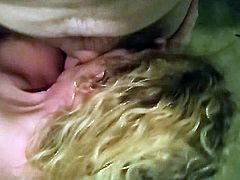 Sexy blonde MILF sucking and deepthroating