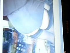 Cumming in lavatory while watching caning video