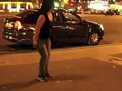 horny girl stripping in public in front of crowd