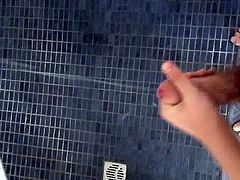 Cumshot in shower