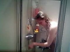 sexy german girl caught taking shower