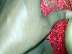 Desi wife with red panty being fucked