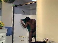 Jones is a sexy black hunk, who loves to take luxurious showers. But it so happens, that when he is soaping himself, he gets a big hard on. And one can see how big his dick is. And it's also the right time to rub his cock and get as much pleasure out of it, as possible.