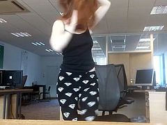 Naughty Secretary Stripping at the Oiffice