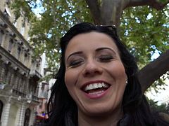 Raven haired European lady Vicky Love gets picked up in the street. Cash hungry woman pulls her panties down and gets her nice pussy touched by a sex hungry guy. He cant wait to fuck that girl.