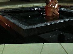Blonde haired beautiful girl Aaliyah Love with sexy tits spreads her legs for a her fuck buddy in the pool at nighttime. She gets her wet snatch licked and fucked. Watch hot couple make love.