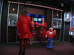 This morning in the Playboy studio some really hot chicks come out and show off their amazing bodies, and sexy figures. They are not only hot but they are strong, so they demonstrate, how well they can fight against a inflatable punching bag
